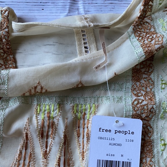 FREE PEOPLE NWT boho embroidered long sleeve - Picture 5 of 10